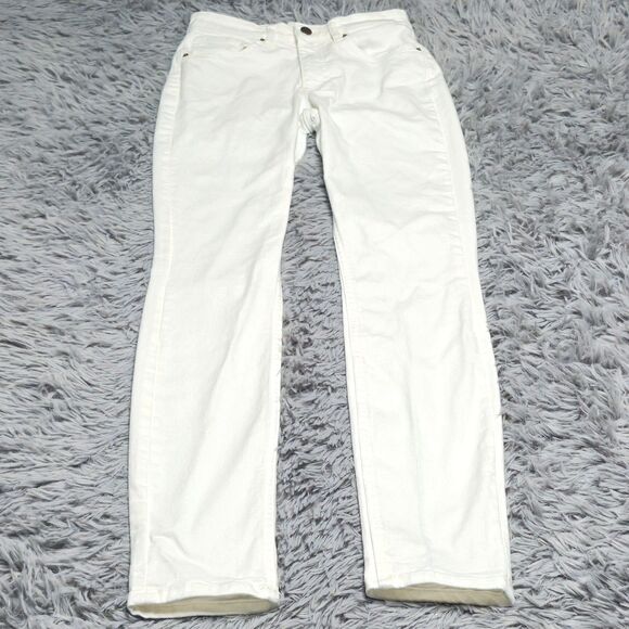 H&M Skinny Jeans Womens Size 4 Straight Leg Mid Rise Stretch Casual Pants White - Picture 1 of 13